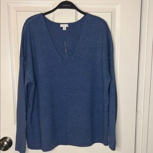J-Jill V-Neck Blue Women's Cozy Sweater